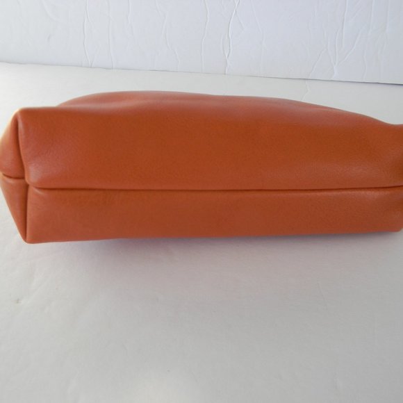 NWOT Portland Leather Goods  LEATHER UTILITY ZIP POUCH BAG TANGERINE ORANGE - Picture 2 of 5